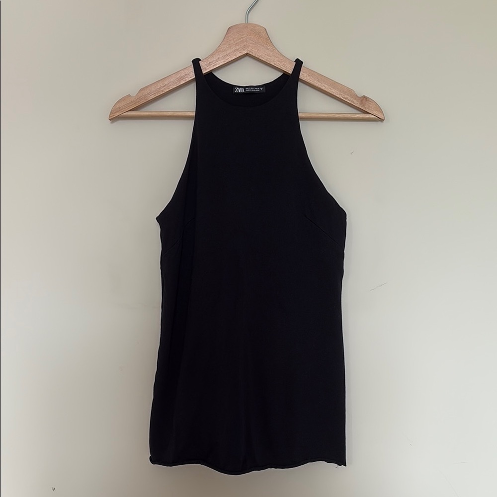Black Zara High Neck Tank Top